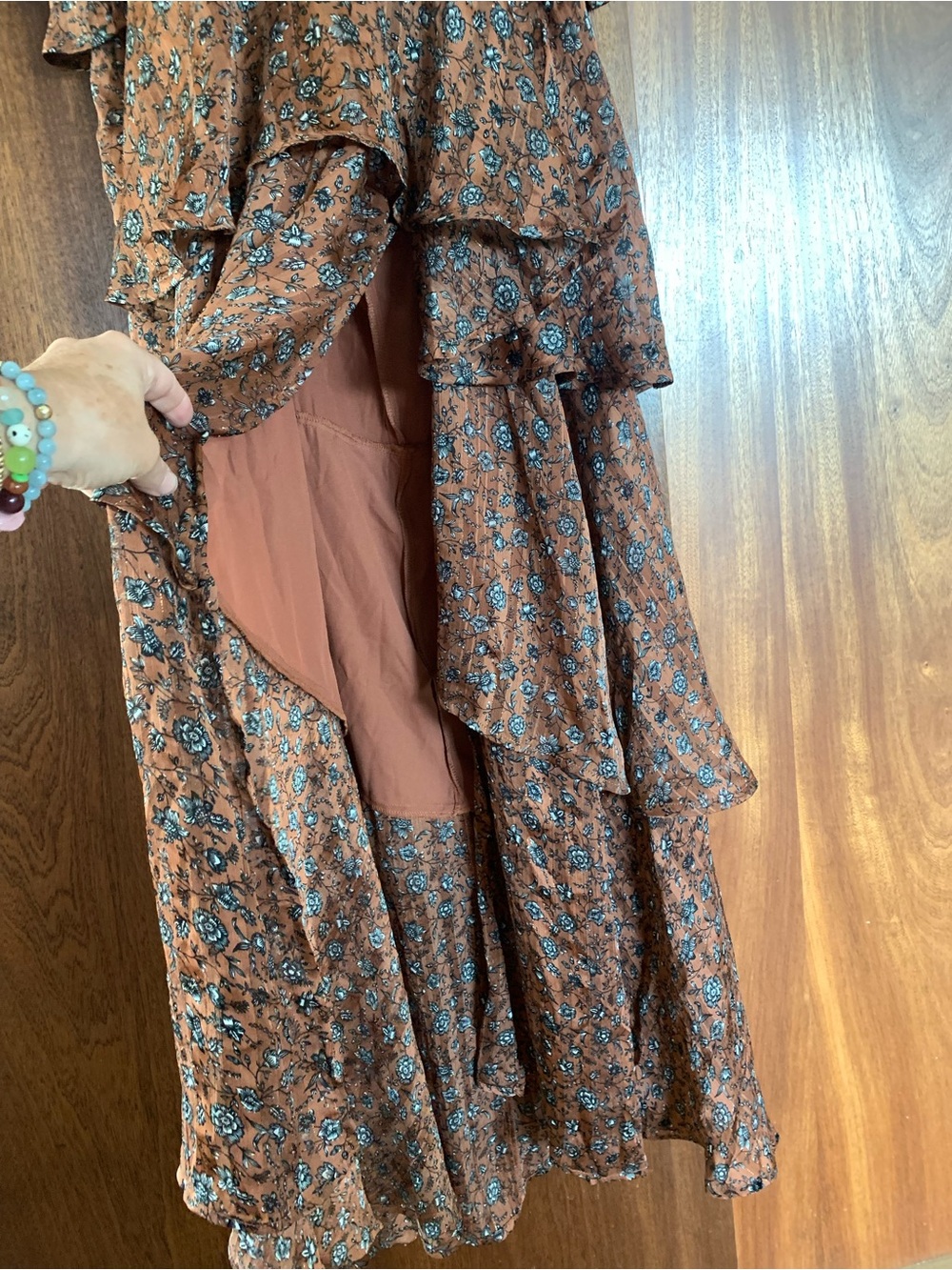 Astr Anora Brown Floral Tiered V-Neck Maxi Dress - Picture 15 of 16